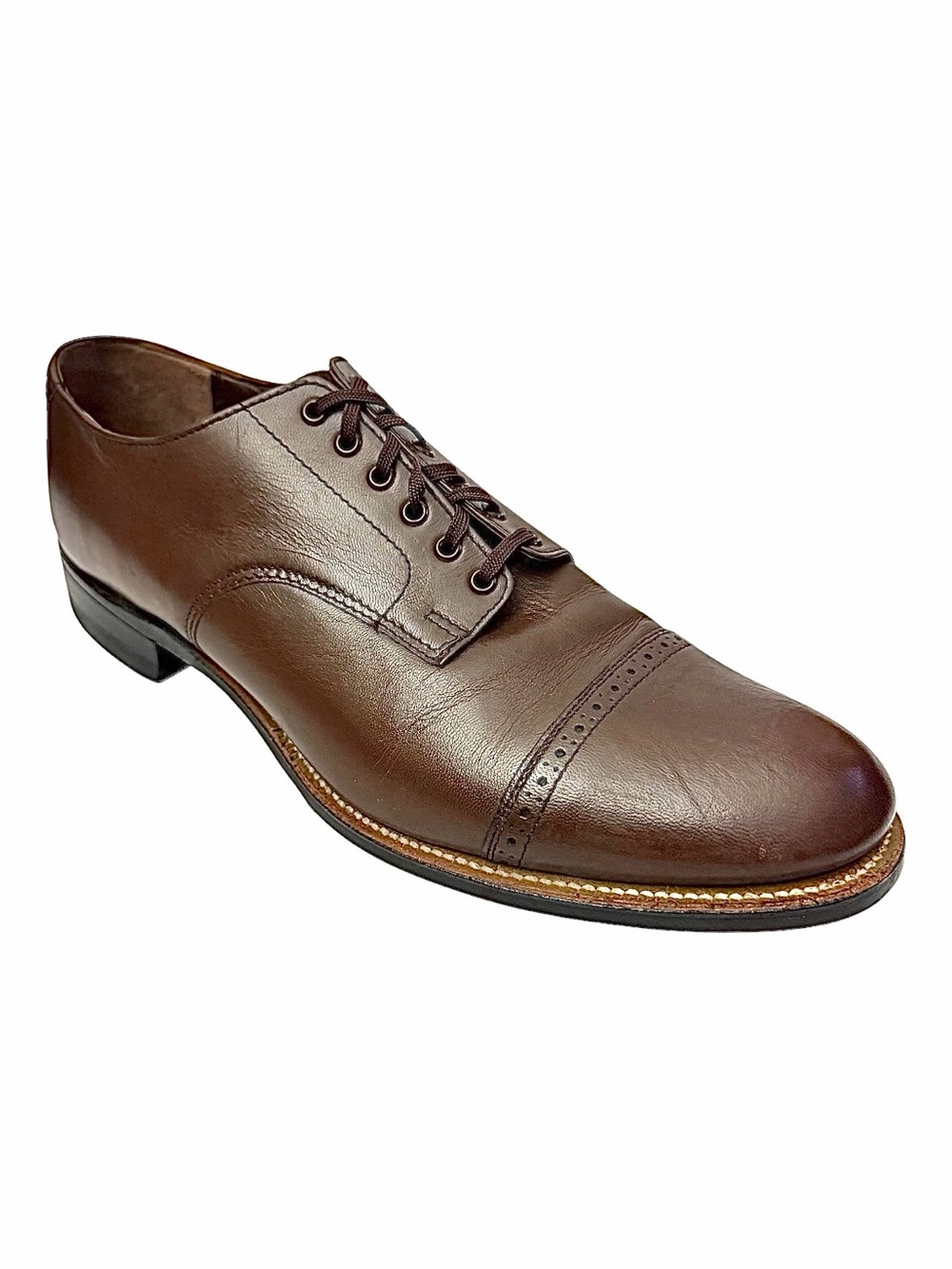 Vintage Stacy Adams Brown Leather Oxford Dress Shoes 8.5 D Classic